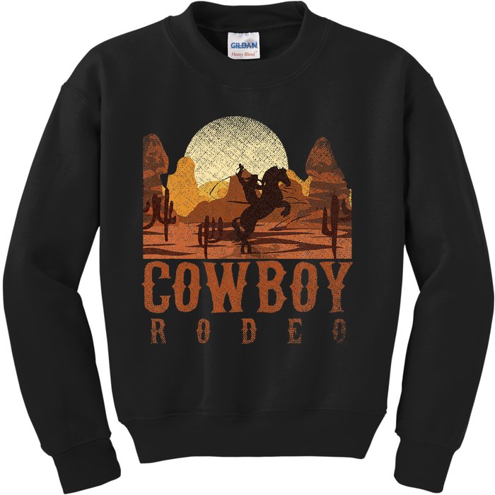 Cowboy Rodeo Western Texan Gift Horseback Riding Cowboy Kids Sweatshirt