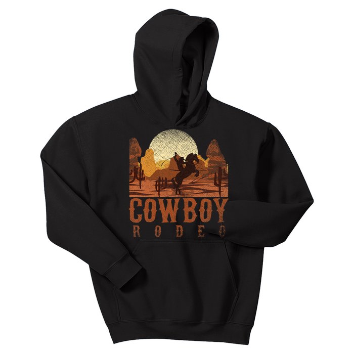 Cowboy Rodeo Western Texan Gift Horseback Riding Cowboy Kids Hoodie