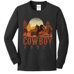 Cowboy Rodeo Western Texan Gift Horseback Riding Cowboy Kids Long Sleeve Shirt