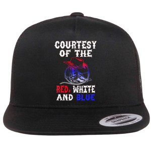 Courtesy Red White And Blue Flat Bill Trucker Hat