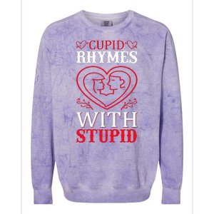 Cupid Rhymes With Stupid Colorblast Crewneck Sweatshirt