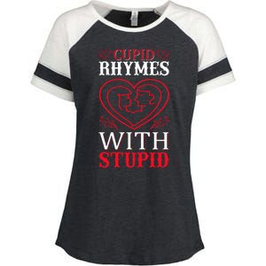 Cupid Rhymes With Stupid Enza Ladies Jersey Colorblock Tee