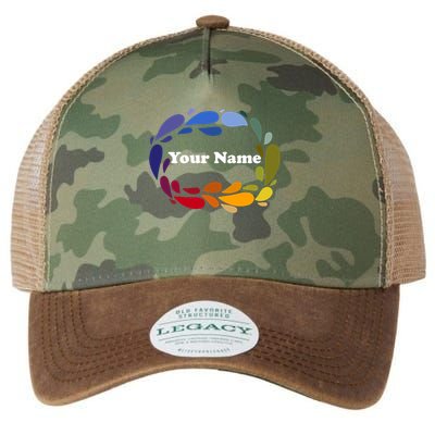 Colorful Rainbow Wreath Custom Name Plate Legacy Tie Dye Trucker Hat