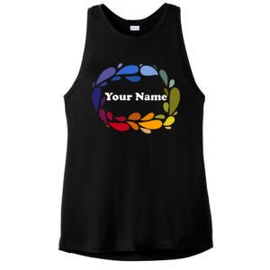 Colorful Rainbow Wreath Custom Name Plate Ladies PosiCharge Tri-Blend Wicking Tank