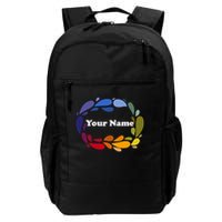 Colorful Rainbow Wreath Custom Name Plate Backpack