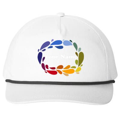 Colorful Rainbow Wreath Custom Name Plate Snapback Five-Panel Rope Hat