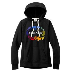 Colorful Rainbow Wreath Custom Name Plate Women's Fleece Hoodie