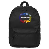 Colorful Rainbow Wreath Custom Name Plate 16 in Basic Backpack
