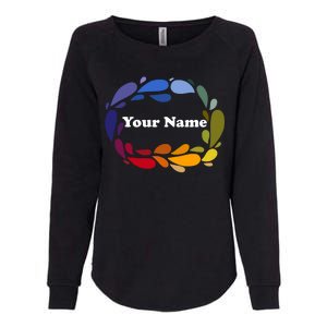 Colorful Rainbow Wreath Custom Name Plate Womens California Wash Sweatshirt