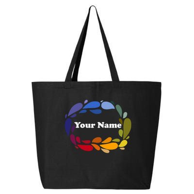 Colorful Rainbow Wreath Custom Name Plate 25L Jumbo Tote