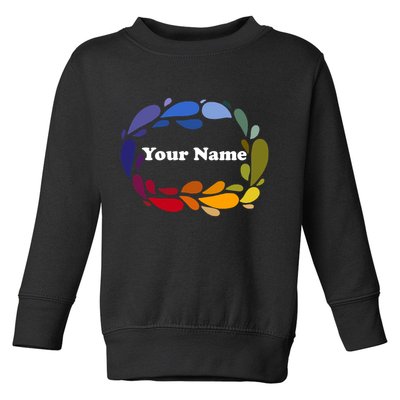 Colorful Rainbow Wreath Custom Name Plate Toddler Sweatshirt