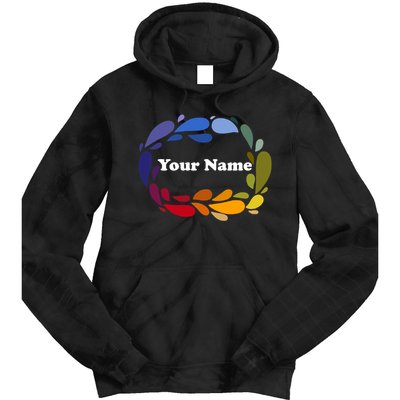 Colorful Rainbow Wreath Custom Name Plate Tie Dye Hoodie