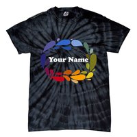 Colorful Rainbow Wreath Custom Name Plate Tie-Dye T-Shirt