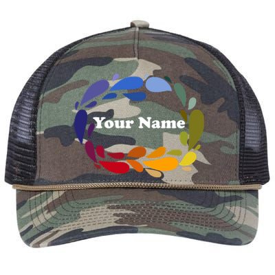 Colorful Rainbow Wreath Custom Name Plate Retro Rope Trucker Hat Cap