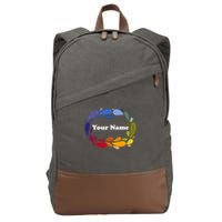 Colorful Rainbow Wreath Custom Name Plate Cotton Canvas Backpack