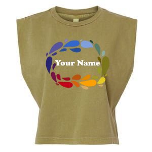 Colorful Rainbow Wreath Custom Name Plate Garment-Dyed Women's Muscle Tee