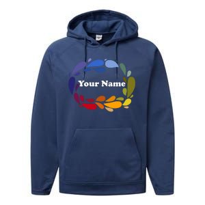 Colorful Rainbow Wreath Custom Name Plate Performance Fleece Hoodie