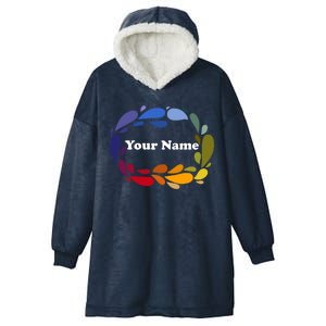 Colorful Rainbow Wreath Custom Name Plate Hooded Wearable Blanket