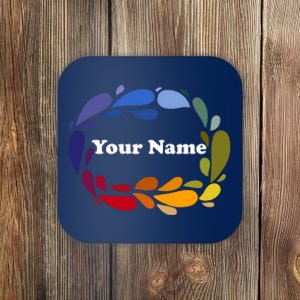 Colorful Rainbow Wreath Custom Name Plate Coaster