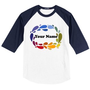 Colorful Rainbow Wreath Custom Name Plate Baseball Sleeve Shirt