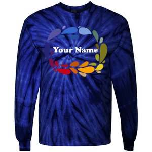 Colorful Rainbow Wreath Custom Name Plate Tie-Dye Long Sleeve Shirt