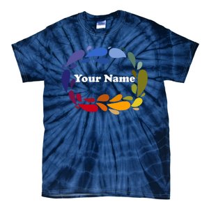 Colorful Rainbow Wreath Custom Name Plate Tie-Dye T-Shirt