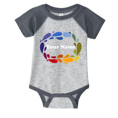 Colorful Rainbow Wreath Custom Name Plate Infant Baby Jersey Bodysuit