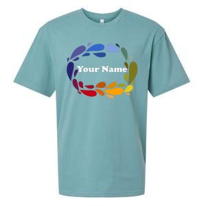 Colorful Rainbow Wreath Custom Name Plate Sueded Cloud Jersey T-Shirt