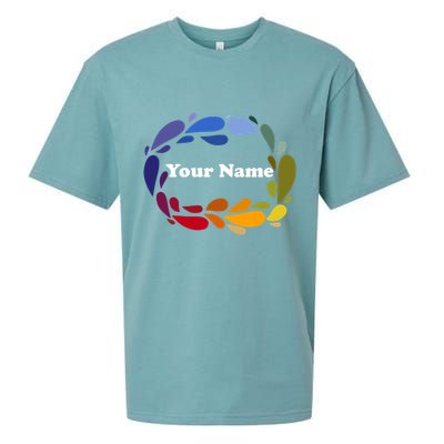 Colorful Rainbow Wreath Custom Name Plate Sueded Cloud Jersey T-Shirt