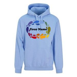 Colorful Rainbow Wreath Custom Name Plate Unisex Surf Hoodie