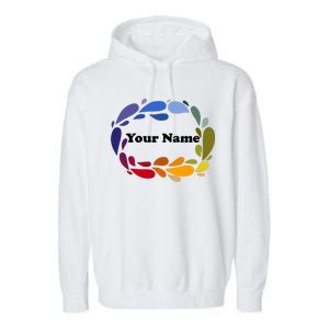 Colorful Rainbow Wreath Custom Name Plate Garment-Dyed Fleece Hoodie