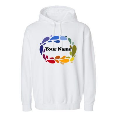 Colorful Rainbow Wreath Custom Name Plate Garment-Dyed Fleece Hoodie