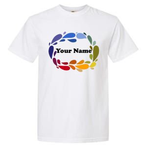 Colorful Rainbow Wreath Custom Name Plate Garment-Dyed Heavyweight T-Shirt