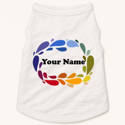 Colorful Rainbow Wreath Custom Name Plate Doggie Tank