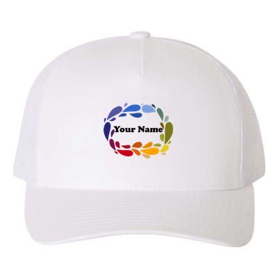 Colorful Rainbow Wreath Custom Name Plate Yupoong Adult 5-Panel Trucker Hat
