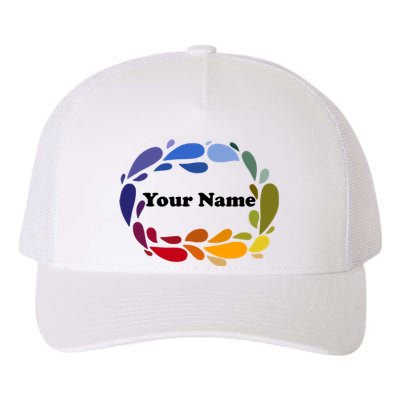 Colorful Rainbow Wreath Custom Name Plate Yupoong Adult 5-Panel Trucker Hat