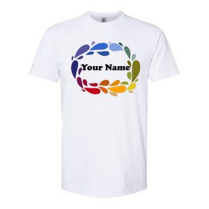 Colorful Rainbow Wreath Custom Name Plate Softstyle CVC T-Shirt