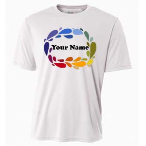 Colorful Rainbow Wreath Custom Name Plate Cooling Performance Crew T-Shirt