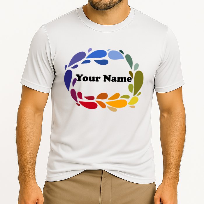 Colorful Rainbow Wreath Custom Name Plate Performance Shirt