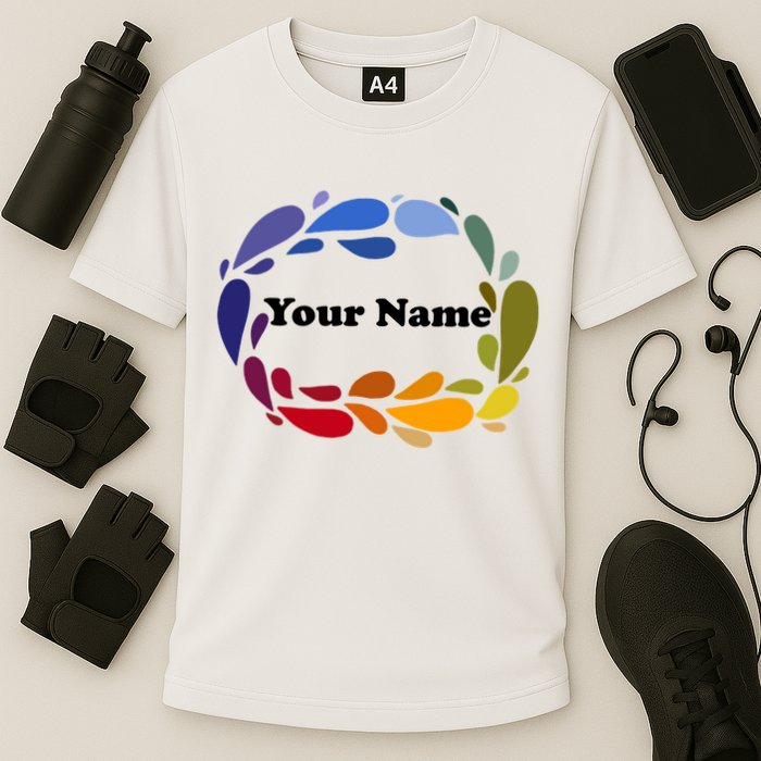Colorful Rainbow Wreath Custom Name Plate Performance Shirt