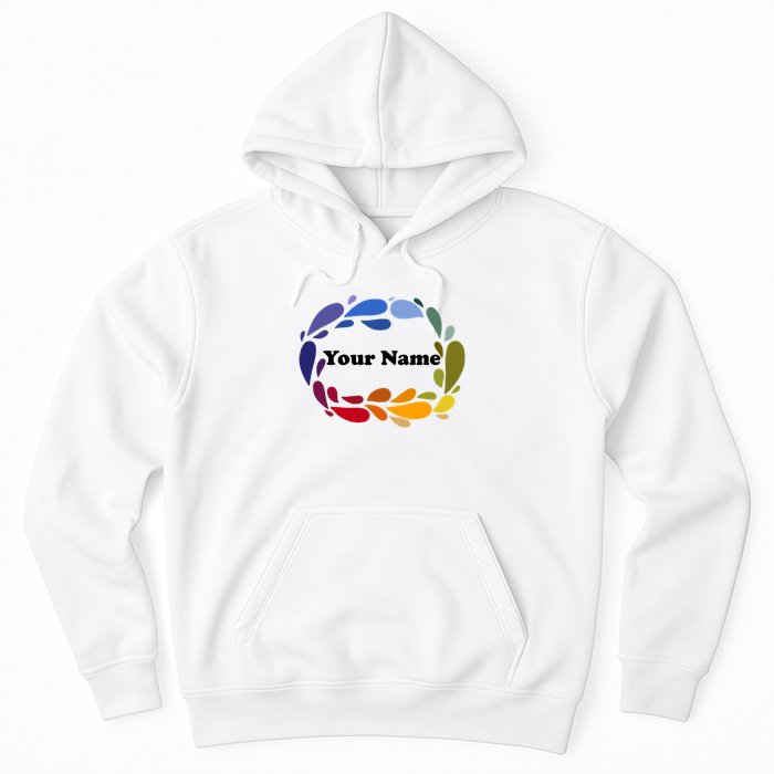 Colorful Rainbow Wreath Custom Name Plate Hoodie