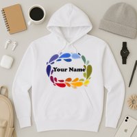 Colorful Rainbow Wreath Custom Name Plate Hoodie