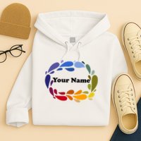 Colorful Rainbow Wreath Custom Name Plate Hoodie