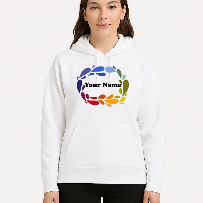Colorful Rainbow Wreath Custom Name Plate Hoodie