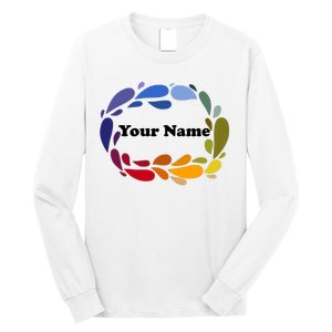 Colorful Rainbow Wreath Custom Name Plate Long Sleeve Shirt