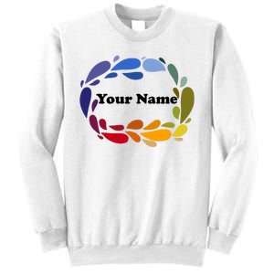 Colorful Rainbow Wreath Custom Name Plate Sweatshirt