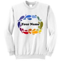 Colorful Rainbow Wreath Custom Name Plate Sweatshirt