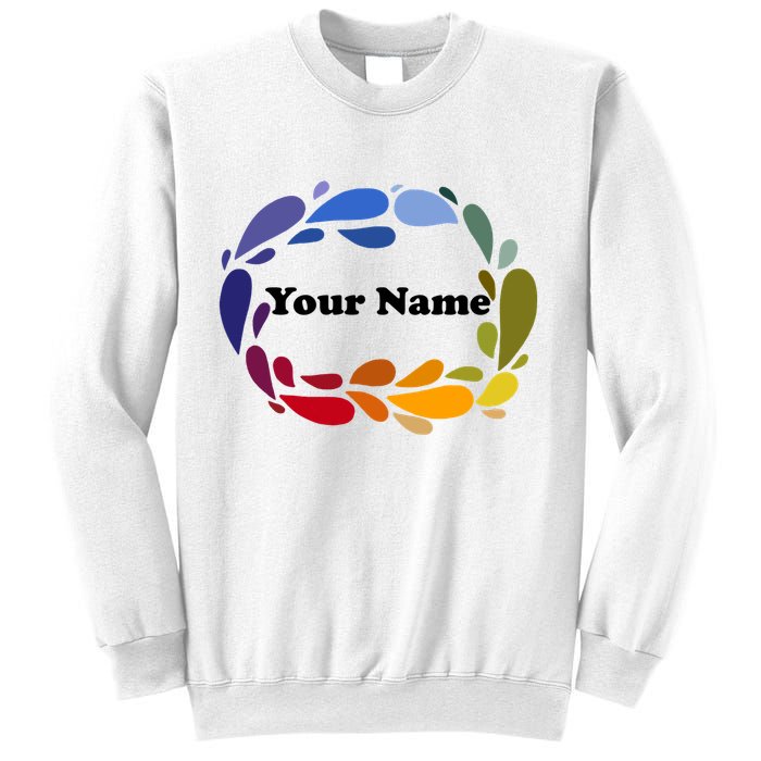 Colorful Rainbow Wreath Custom Name Plate Sweatshirt