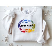 Colorful Rainbow Wreath Custom Name Plate Sweatshirt