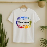 Colorful Rainbow Wreath Custom Name Plate T-Shirt